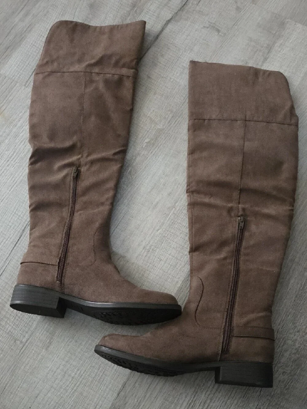American Rag Brown Suede Over-the-Knee Buckle Boots